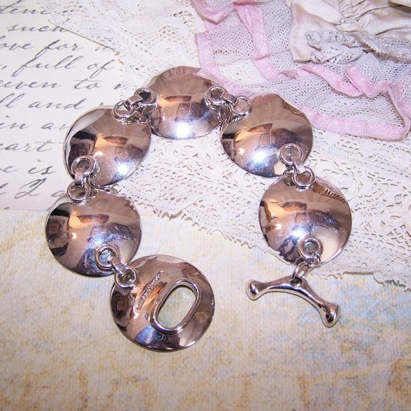 Robert Lee Morris RLM Studio Sterling Silver Concave Circle Link Bracelet - 7-1/ - Picture 8 of 10